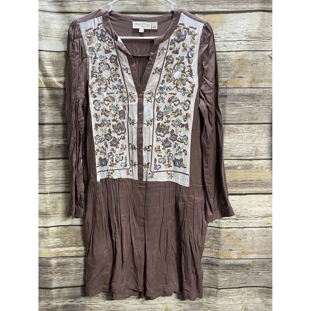 Mistic Prysm Dress Women's Medium Button Embroidered Floral Boho Whimsical‎